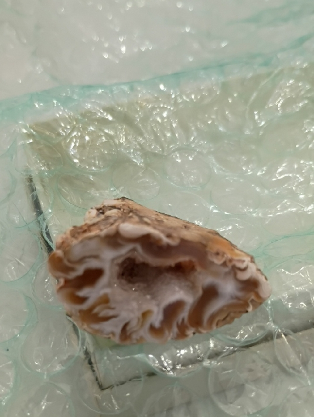 Natural White and Tan Geode Slice Home Accent